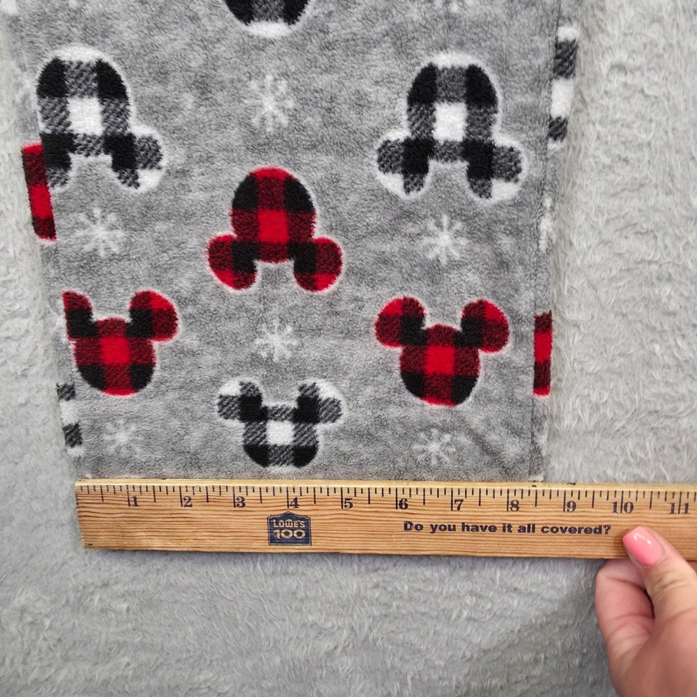 Disney Pajama Pants Womens S Gray Plaid Holiday Fleece Lined Mickey Mouse Lounge - Picture 10 of 11